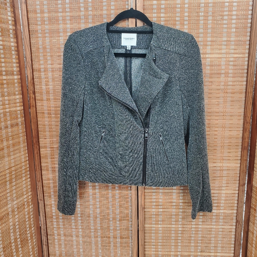 ◇ Catherine Malandrino Runway Style Moto Marled Gray Jacket Size Small